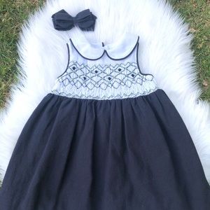 Janie and Jack Smocked Dress with matching bow